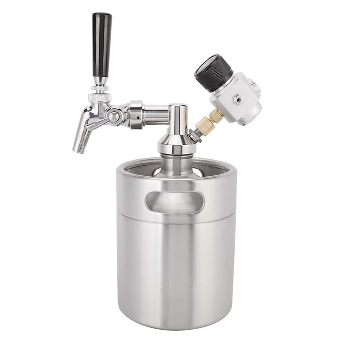 2L Roestvrij Staal Homebrew Mini Vat Kit Bierkraan+Speer+Vat+Manometer white