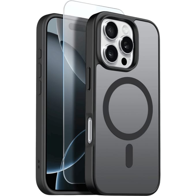 Northjo 2-in-1 iPhone 16 Pro Max Hoesje – Shockproof, MagSafe + Screenprotector Zwart