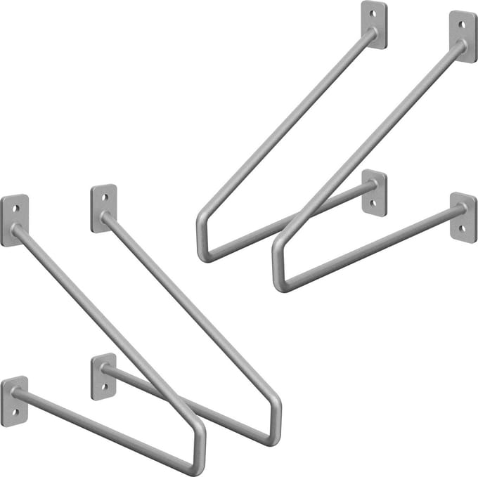 Set van 2 muurbeugels Plankdrager 2x 220 x 180 mm grijs staal ML design