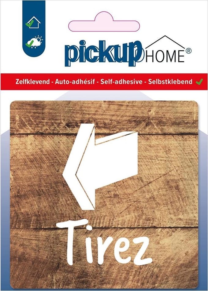 Pickup Tirez hout bois - 90x90 mm Pictogram Route Acryl