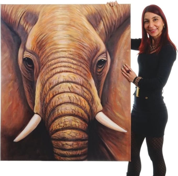 Handgeschilderde Olieverf schilderij Herten 2