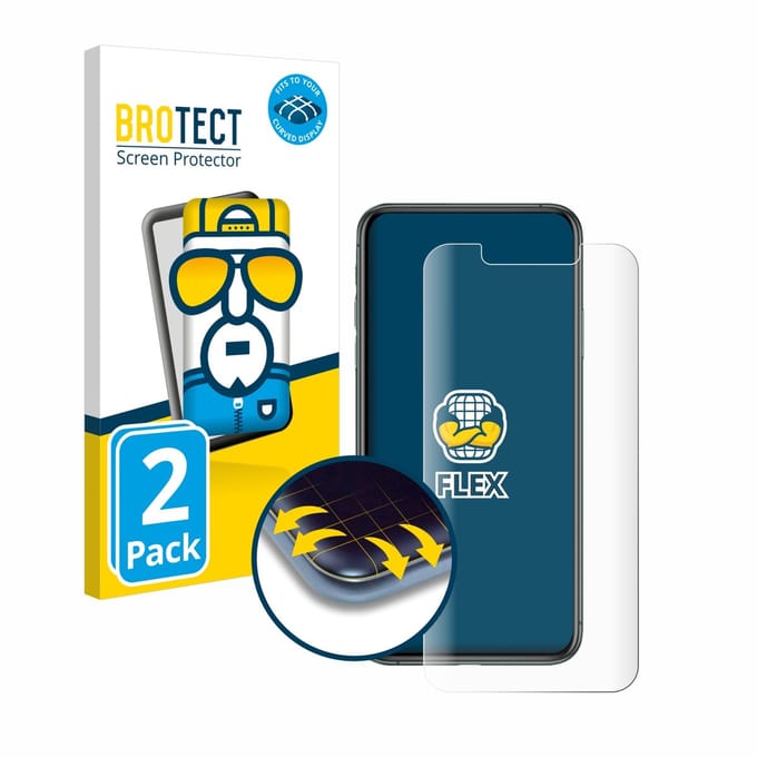 BROTECT - Screenprotector voor Apple iPhone 11 Pro Max - Folie Beschermfolie transparant volledig dekking - 2 Stuks