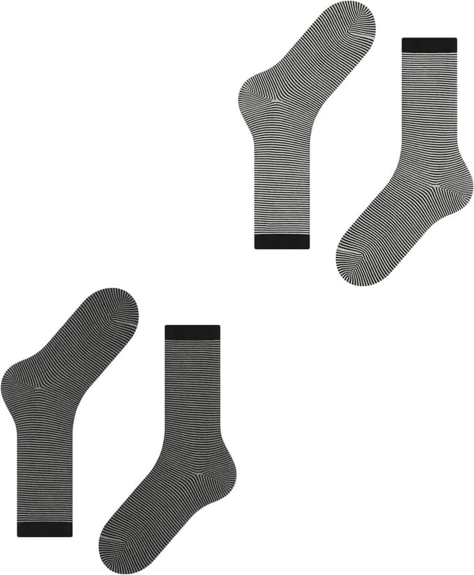 Esprit Allover Stripe 2-Pack gedessineerd katoen multipack sokken heren veelkleurig - maat 43-46