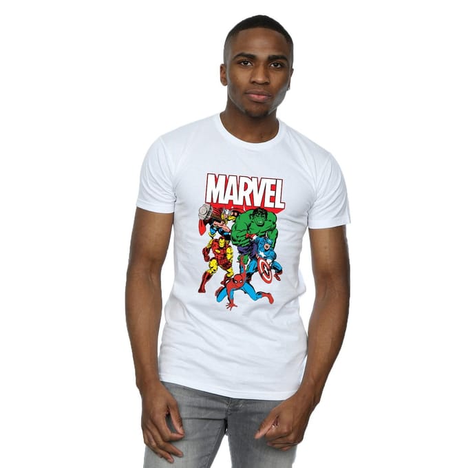 Marvel Heren Hero Group Katoenen T-Shirt (Wit)