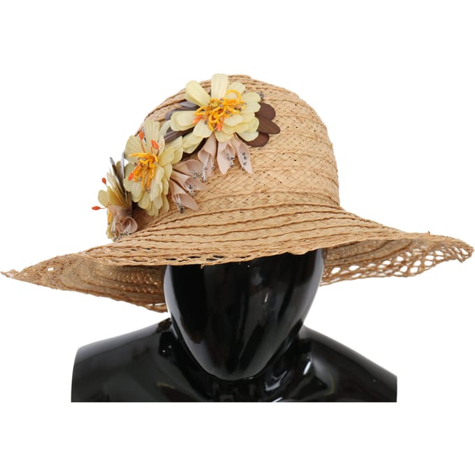 Dolce & Gabbana Dames Beige Breedgerande Gebloemde Emmerhoed Capello