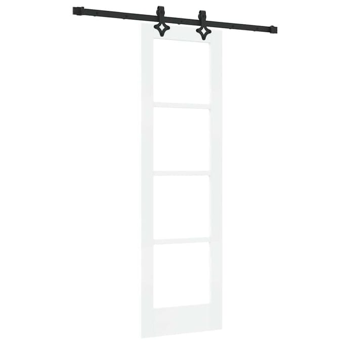 vidaXL - Schuifdeur - Wit - 61 - x - 198,5 - cm - Massief - grenenhout - en - glas