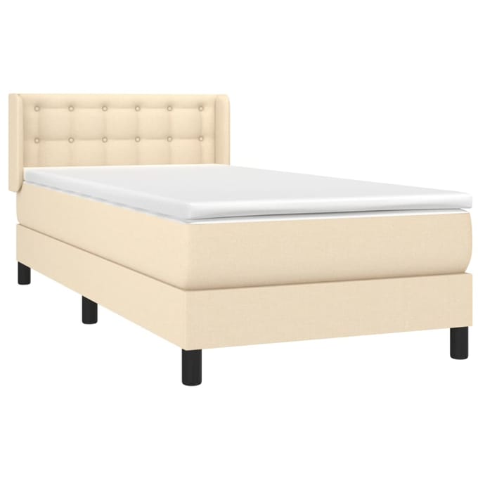 vidaXL - Boxspring - met - matras - stof - crèmekleurig - 100x200 - cm