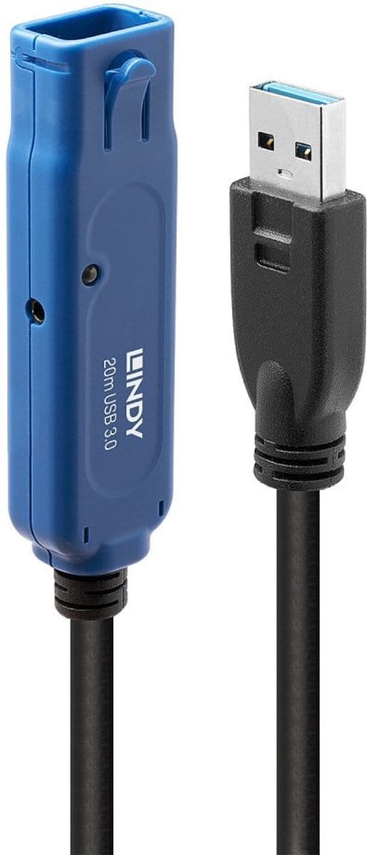 LINDY USB-kabel USB 3.2 Gen1 (USB 3.0 / USB 3.1 Gen1) USB-A stekker, USB-A bus 20 m Zwart 43361