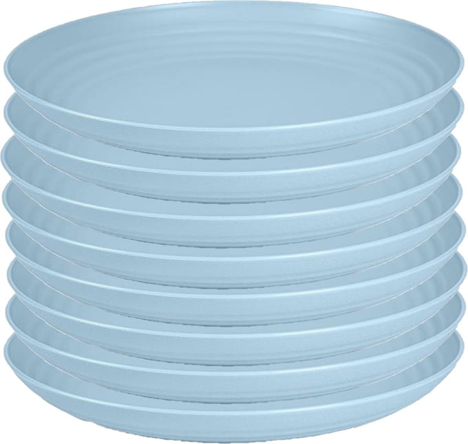 PlasticForte Rond bord/camping bord - 8x - D22 cm - ijsblauw - kunststof