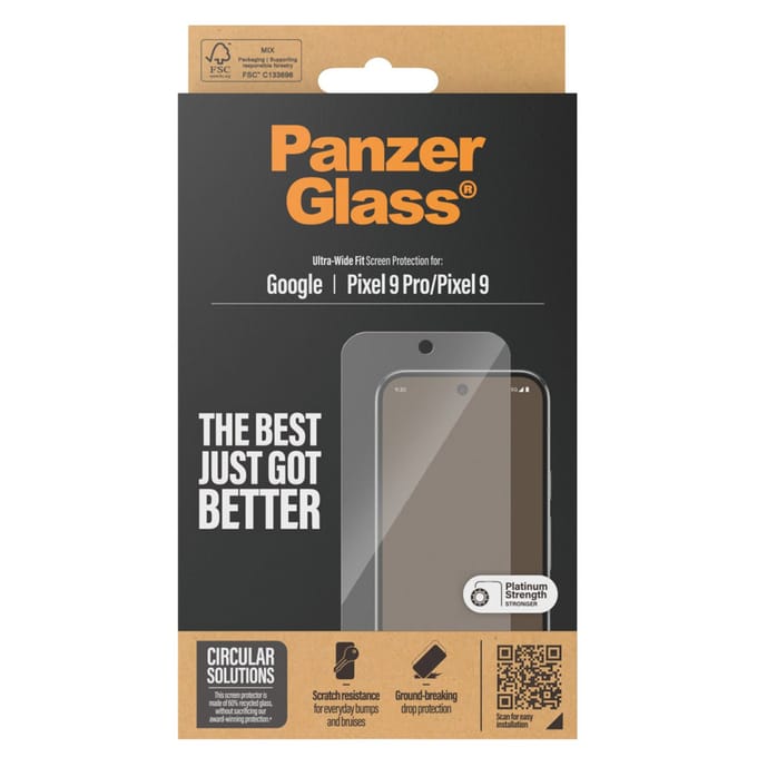 PanzerGlass Screenprotector geschikt voor Google Pixel 9 Glazen | PanzerGlass Ultra-Wide Fit Screenprotector - Case Friendly