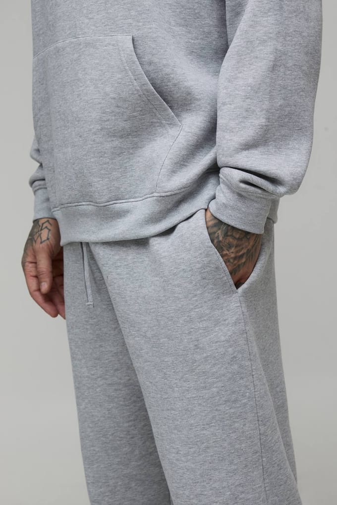 Lange Basic Oversized Joggingbroek | Grey Marl | Size Small