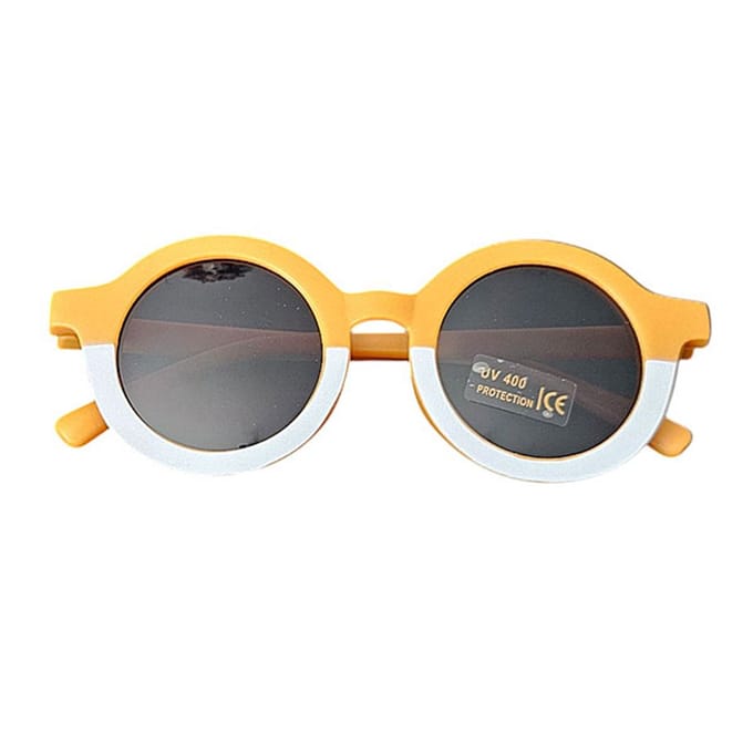 Rammelaartje kinderzonnebril UV400 rond – geel/wit one size