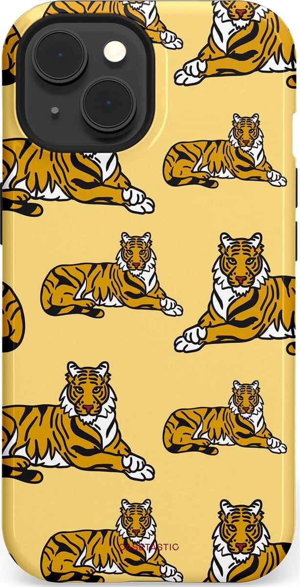 Casetastic hoesje geschikt voor Apple iPhone 15 - MagSafe - Dubbellaagse bescherming - Onzichtbare jager - Fashion Case - Goud Taupe Donkergrijs
