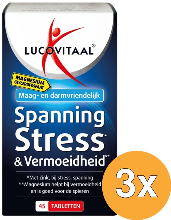 3x Lucovitaal Magnesium Spanning, Stress & Vermoeidheid (45 tabletten)