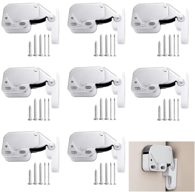 Mini Veervergrendeling voor Deuren en Ramen - 8 Stuks Automatische Klink Catch Latch