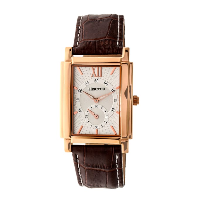 Heritor Automatic Frederick horloge met leren band - roségoud/zilver