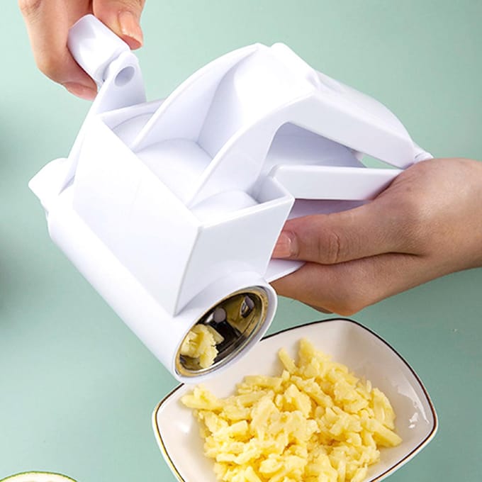 Râpe à fromage rotative Leeseph, coupe-fromage manuel avec tambour en acier inoxydable, outil de cuisine à manivelle pour le chocolat white
