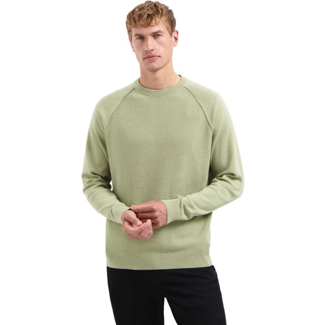 No Excess Pullover Crewneck Solid Waffle Knit Light Moss Size: L | Sweaters Outlet | Heren | Groen
