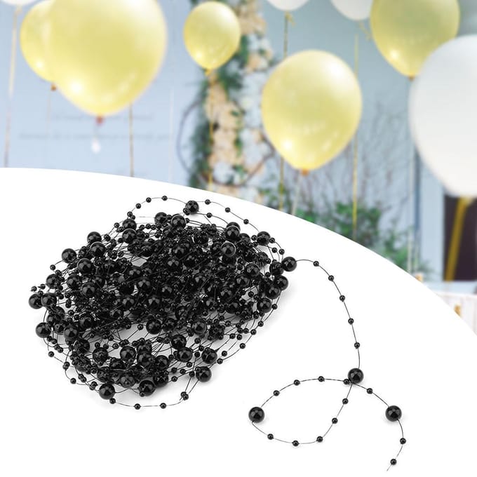10M Visdraad Kunstparels Kralen Ketting DIY Bruiloftsfeest Decoratie (zwart) zwart