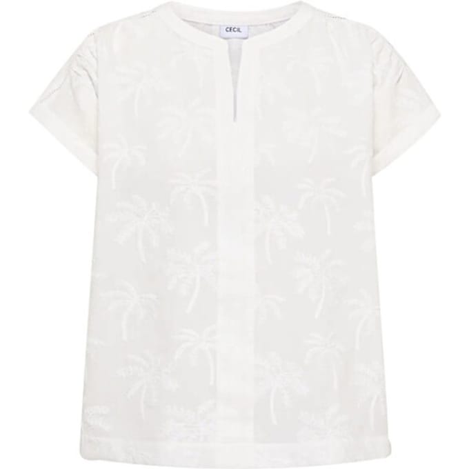 Blouse met hangende schouder en borduursel
