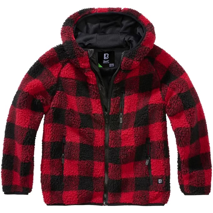 Brandit Kids Teddyfleece Jas - rood/zwart - 170/176