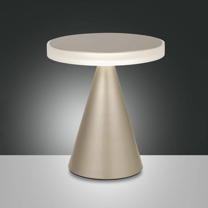 Fabas Luce Neutra LED tafellamp, hoogte 27 cm, mat goud, touchdimmer