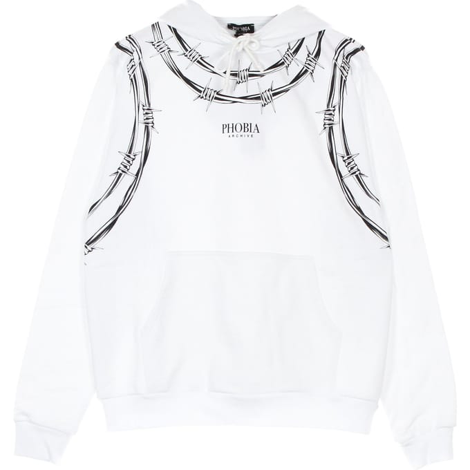 Lichtgewicht herensweatshirt met capuchon, prikkeldraad, wit