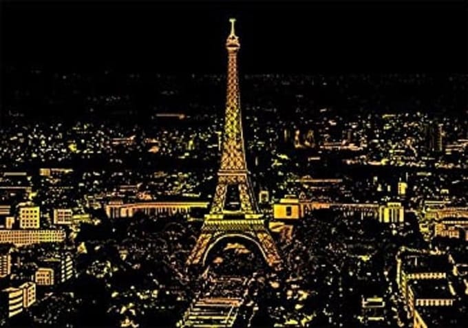 Scratch Art Paris - 410 x 287 mm - Kras tekeningen - Scratch painting