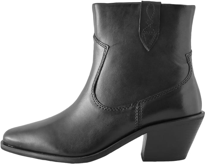 Next - Dames - Enkelhoge cowboylaarzen met blokhak en extra brede pasvorm - Zwart