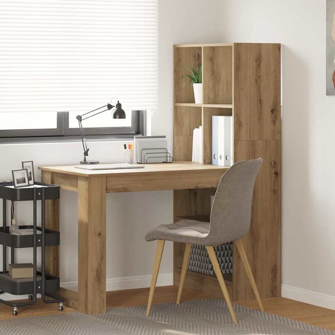 vidaXL - Bureau - Artisan - Eiken - Bewerkt - hout - 122 - x - 67 - x - 145 - cm