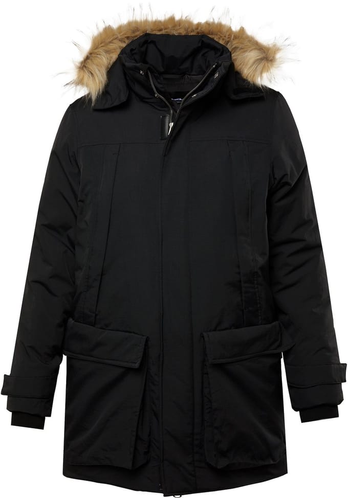 Men Plus - Heren - Functionele parka water- windafstotend capuchon - Zwart - Maat L