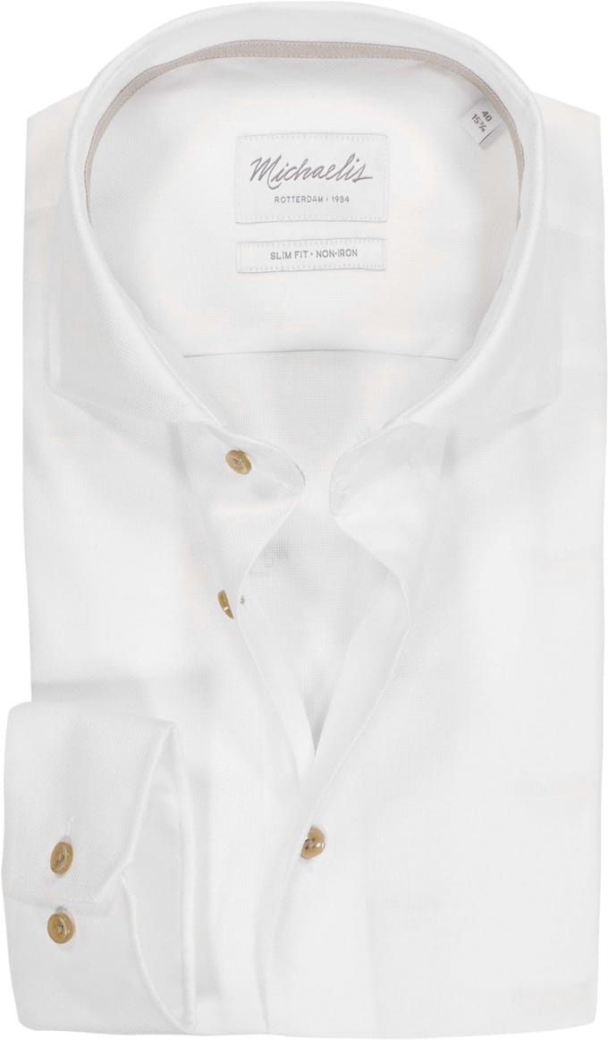 Michaelis slim fit heren overhemd - twill - wit