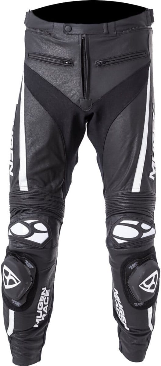 MUGENRACE RBRS-1 Zwart Witte Leren Broek - Broek