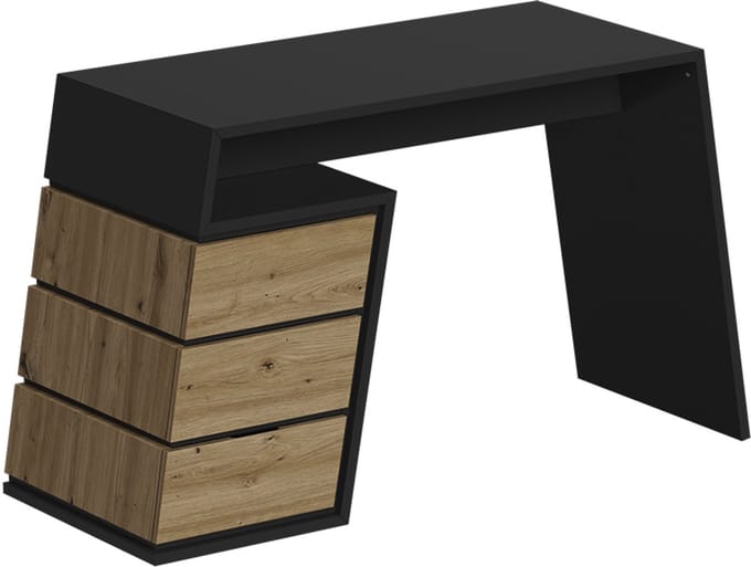 Vicco Okaro Bureau – 105 x 50 cm met 3 laden Antraciet/eiken