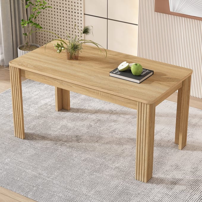 MIVRAY Eettafel - Modern Rechthoekig Design Met Houtnerf - Voor Eetkamer En Woonruimte - Spaanplaat Eikenkleur