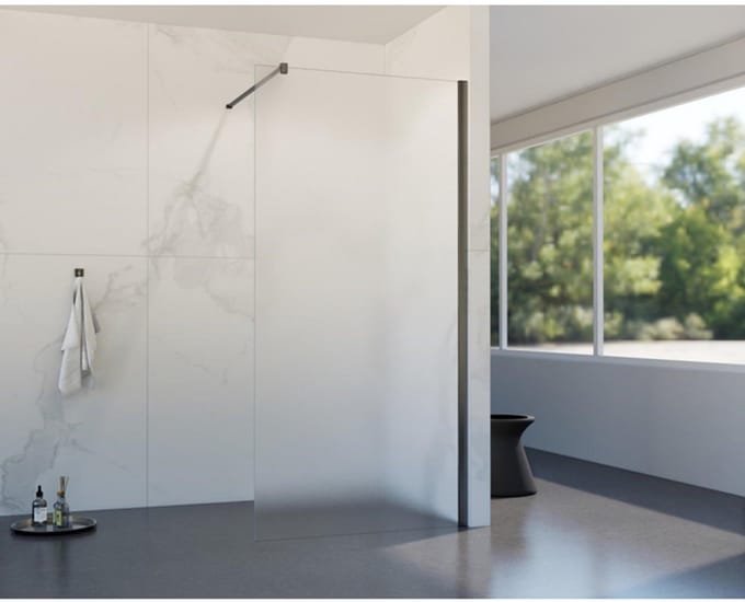 FugaFlow Eccelente Vetro inloopdouche badkamer - 100x200cm - mat glas - wandarm - gunmetal