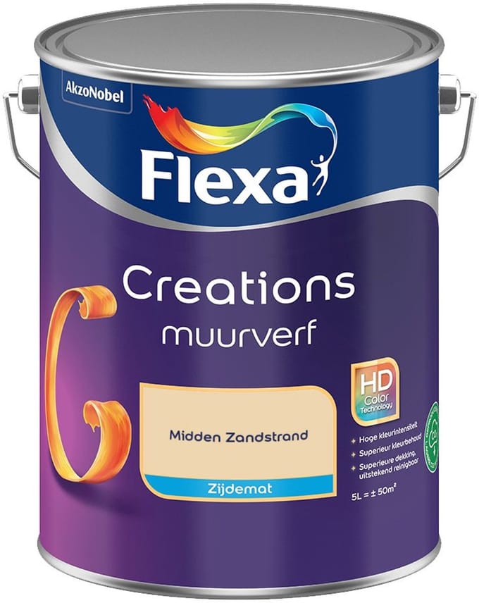 Flexa - Creations Muurverf Zijdemat - Midden Zandstrand - Mengverf - 5 L