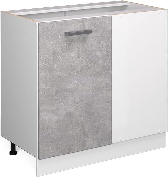 Moderne Hoekonderkast Keuken 86 cm Beton en Wit