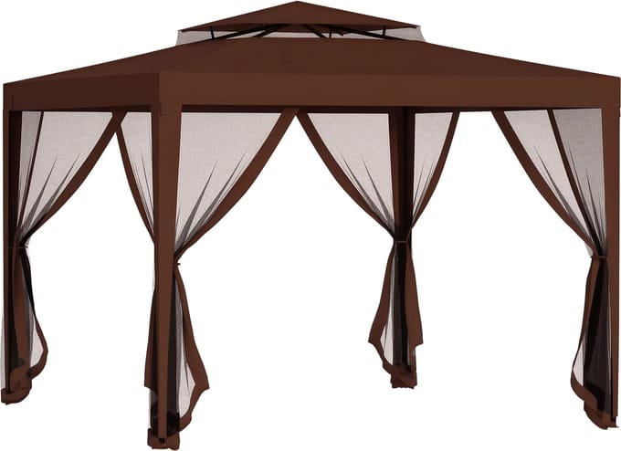 Outsunny-Partytent-Polyester-297x297x268cm-Bruin