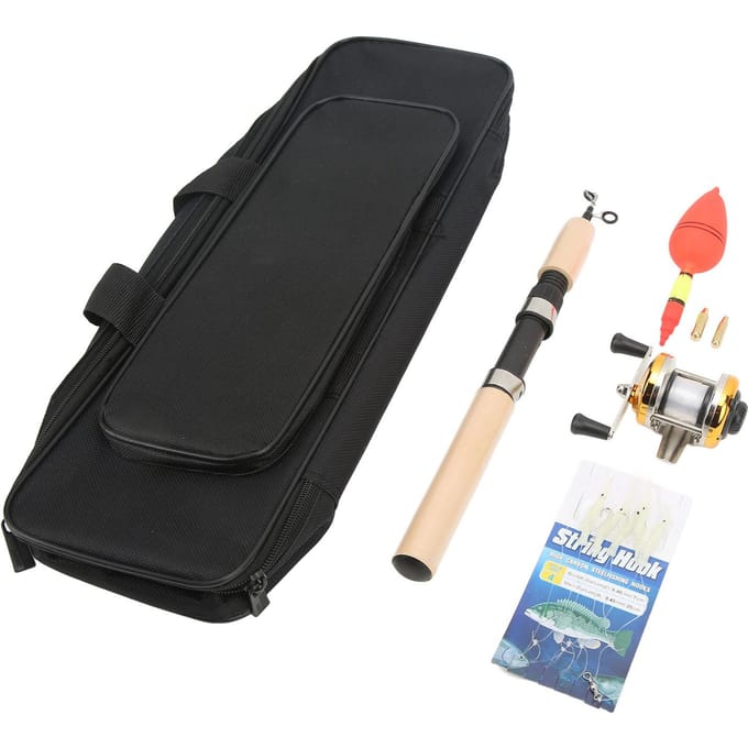 Ensemble Canne et Moulinet de Pêche sur Glace Kit Canne à Pêche avec Jig Flotteur Ensemble Matériel de Pêche sur Glace pour black