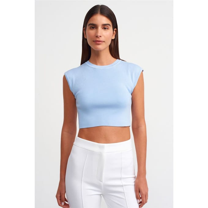 Dames Mouwloze Geribbelde Cropped T-shirt