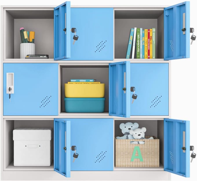 Metaal Kantoor Kast - Compacte Opslag voor Thuis en Kantoor (Blauw)