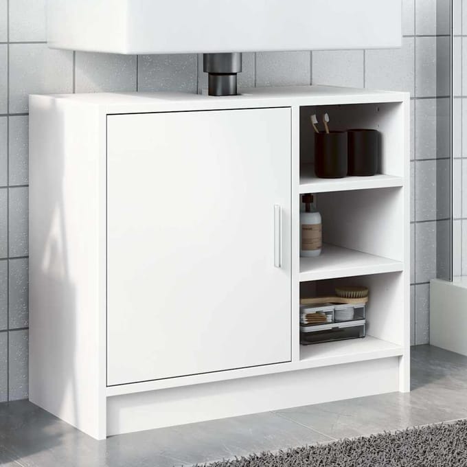 vidaXL - Wastafelkast - 63x29x55 - cm - bewerkt - hout - wit