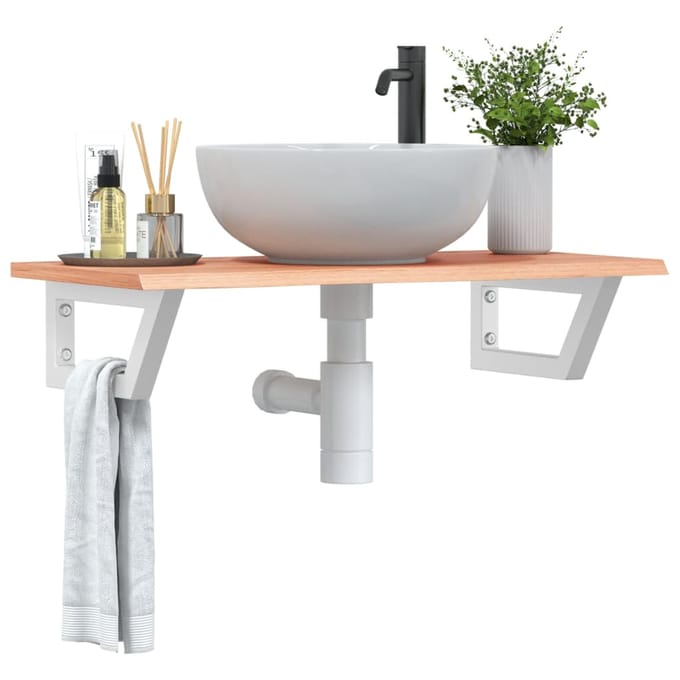 vidaXL - Badkamer - wandschap - staal - en - massief - eikenhout