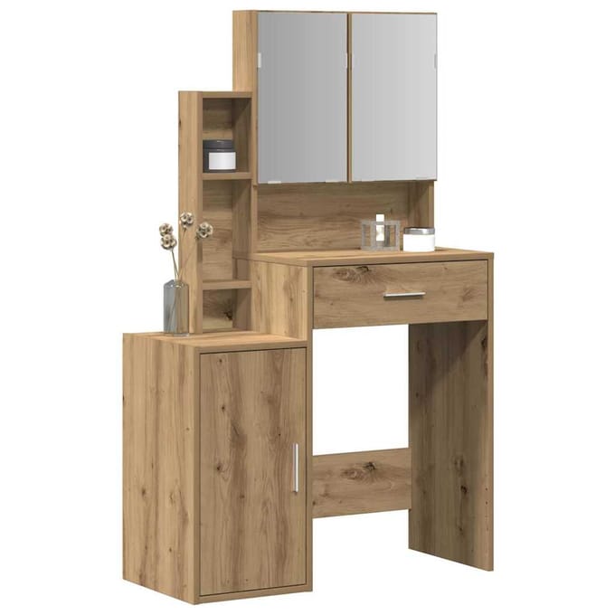vidaXL - Kaptafel - Artisan - Eiken - 80 - x - 35 - x - 132 - cm - Bewerkt - hout