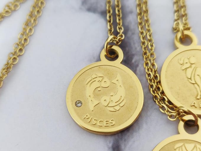 Mei's - Muse Zodiac Vissen - ketting dames - RVS goud - 45 t/m 50 cm