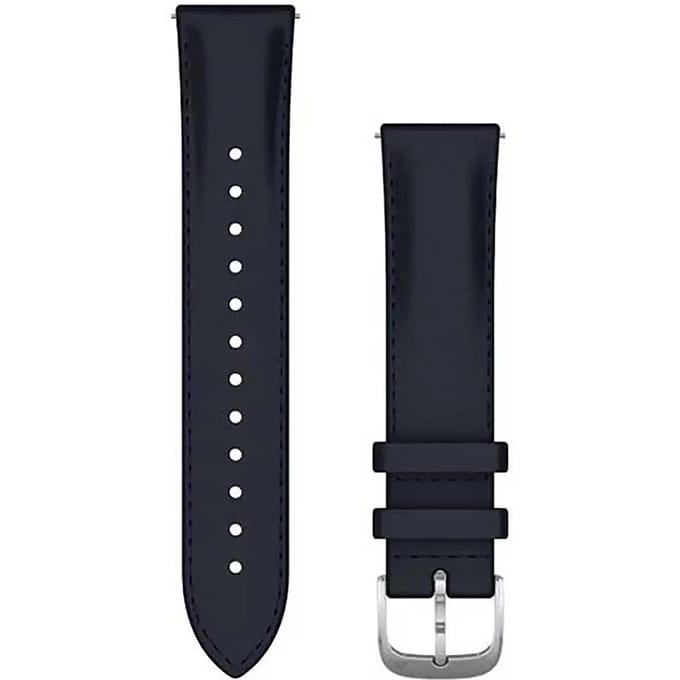 Garmin Quick Release Horlogebandje - Italiaans Leren Wearablebandje - 20mm - Navy / Zilver