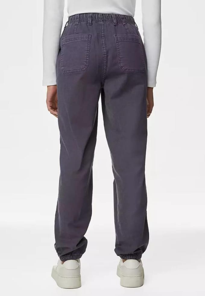 M&S Collection Dames Katoenmix Slim Fit Ankle Grazer Joggers Licht Indigo