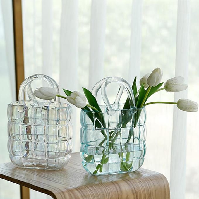 Glazen Vaas Transparant Handmand Woonkamer Bloemschikking Creatieve Tas Visbak white