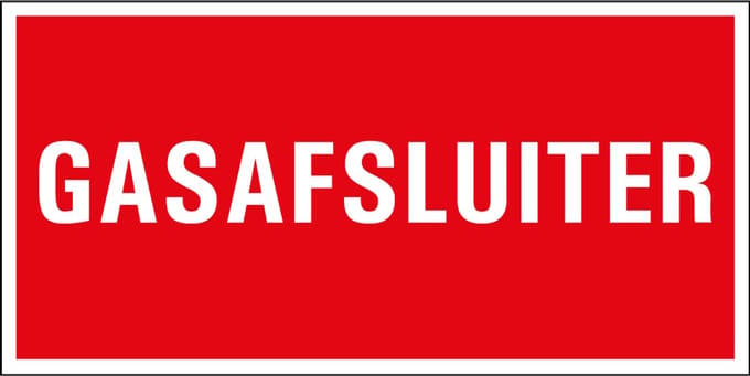 Brandbestrijding gasafsluiter sticker 150 x 75 mm